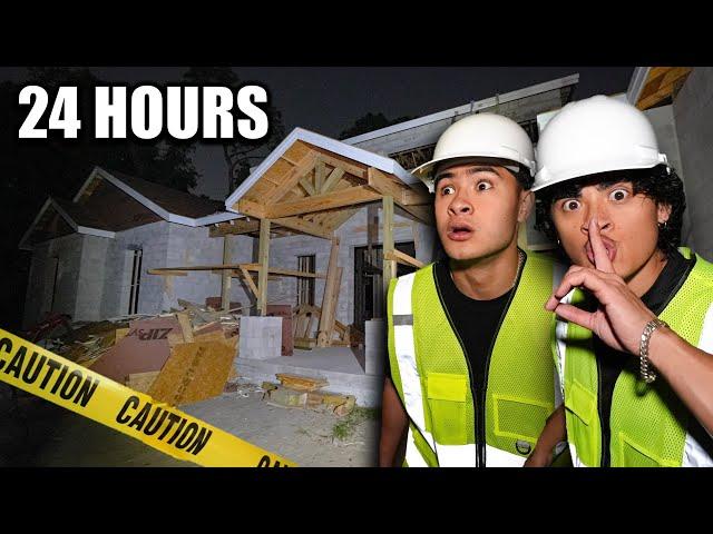 24 HOUR OVERNIGHT CHALLENGE in CONSTRUCTION SITE...