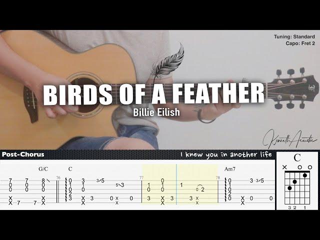 BIRDS OF A FEATHER - Billie Eilish | Fingerstyle Guitar | TAB + Chords + Lyrics