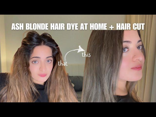 HAIR DYE at HOME from BRASSY Orange to ASH Blonde hair | haircut tutorial EASY & SIMPLE!