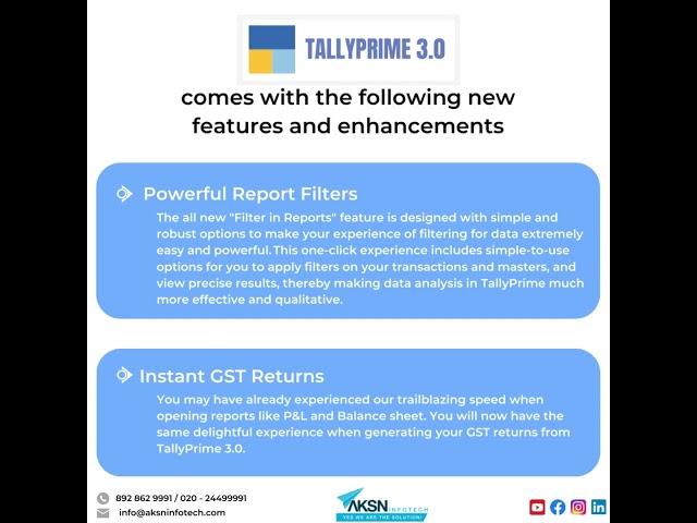 TallyPrime 3.0 comes with the following new features and enhancements |TallyPrime 3.0 | new features