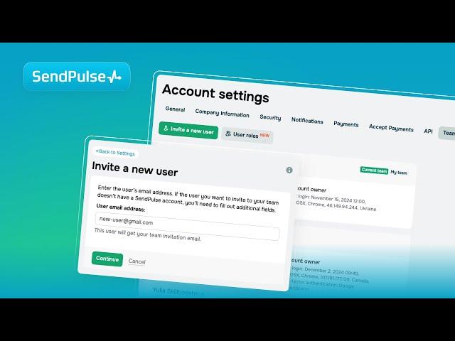 Як запросити нового користувача у команду в СендПульс для спільної роботи в акаунті