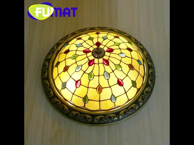 FUMAT Tiffany stained glass American simple ceiling lamp living room dining room bedroom study decor