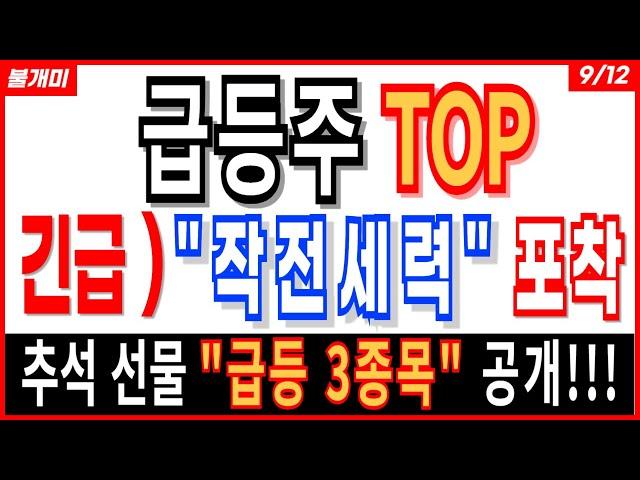 급등주 TOP - 긴급) " 작전세력 " 포착! 추석 선물 "급등 3종목" 공개! 테마주 급등주 관련주 주식추천 추천주 주식투자 강의 검색식 중장기 주식전망 주가 주가전망 목표가