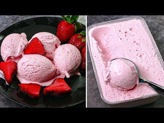 Homemade Strawberry Ice Cream Recipe | Yummy