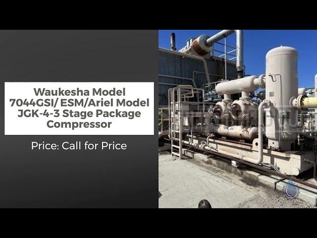 Waukesha Model 7044GSI/ ESM/Ariel Model JGK-4-3 Stage Package Compressor in Excellent Condition