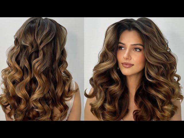 Voluminous curls using  33mm curling iron