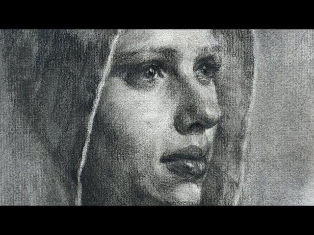 How to Draw Scarlett Johansson in Classical Expressions  / Charcoal Drawing