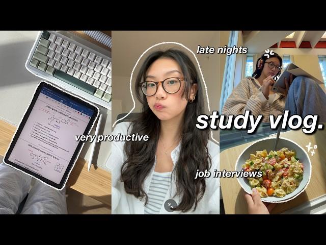 study vlog | VERY productive days in my life, midterm studying, notetaking & job interviews