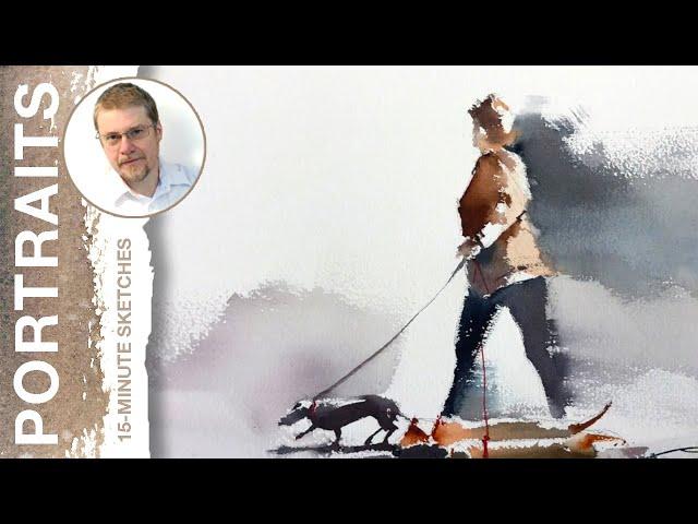 #42 Walk With Dogs (Watercolor Figure in Motion Tutorial)