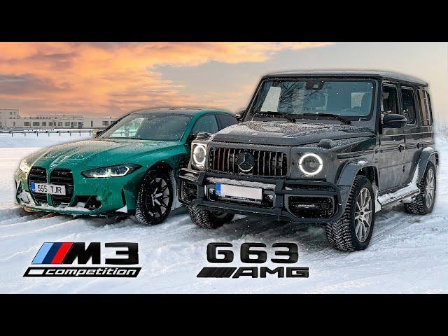 BMW M3 xDrive vs Mercedes-Benz G63 AMG - Winter DRAG RACE