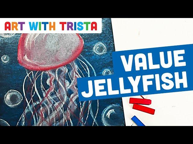 How to Use Chalk Pastels to Create a Jellyfish With Value Art Lesson - Art With Trista