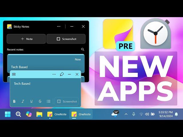 New Apps in Windows 11 - Sticky Notes with New UI and Clock with Widgets