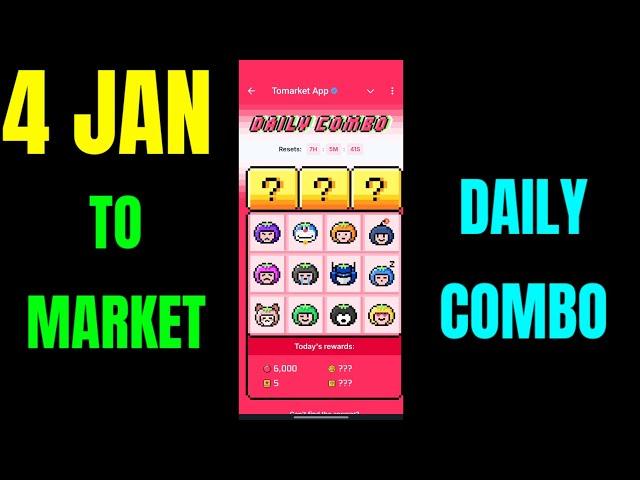 Tomarket Daily Combo 4 January | Tomarket Combo Today | Tomarket Daily Combo Card Today