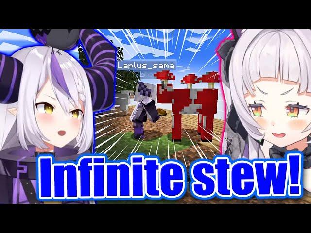 Laplus & Shion were BAFFLED by mushroom cow's efficiency - Minecraft Skyblock 【ENG Sub Hololive】