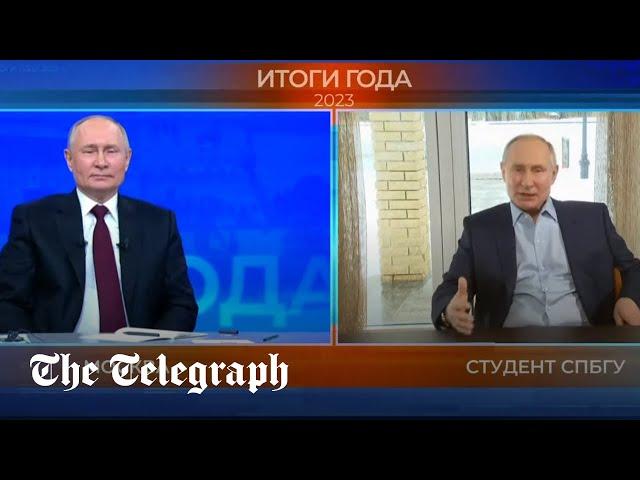 Shocked Vladimir Putin confronts AI-generated version of himself