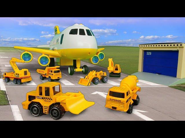 Avião leva os veículos de serviço. Novo vídeo para crianças com brinquedo BRIO em português