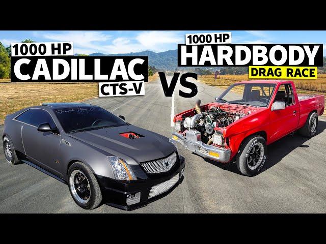 1000hp Cadillac CTS-V drag races Turbo LS-Swapped Nissan Hardbody