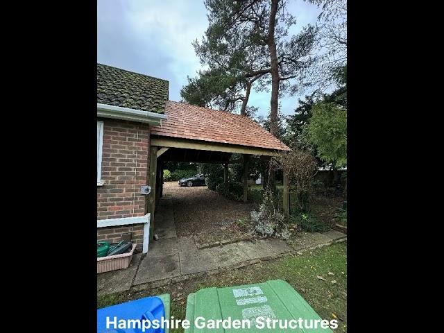 Cedar shingle tile #carport build #hampshiregardenstructures music: The one and only, Chesney Hawkes