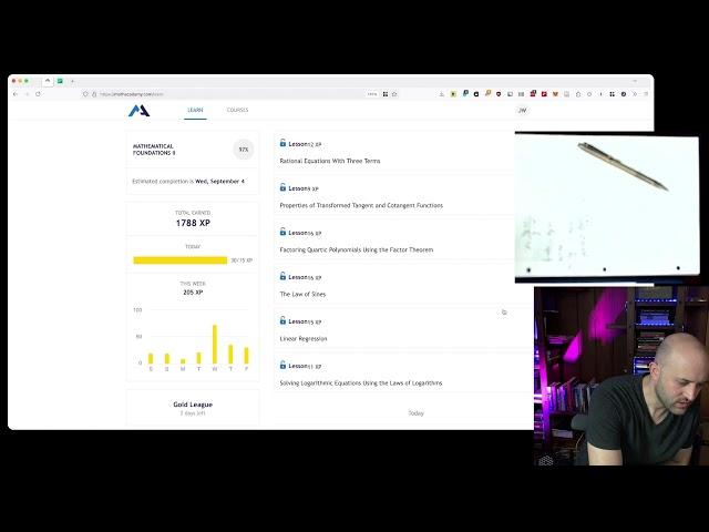 Math Academy Workout -- Foundations II (97%) [Study with me]