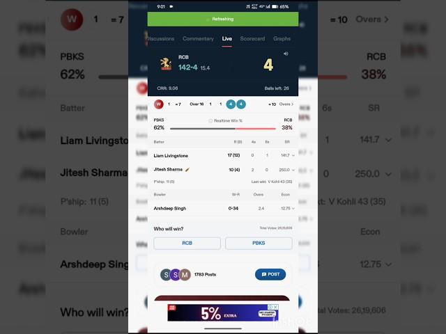 today cricket ipl match  [pbks] vs [rcb] finally cup avaridhi....???