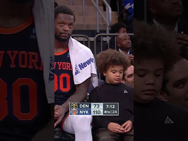 Julius Randle had his son on the bench while blowing out the Nuggets 