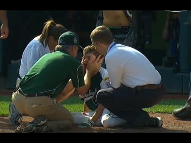 LLWS 2012 -  Ryan Meury gets a bad hit on his mouth.