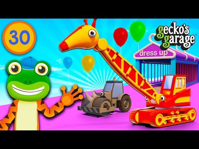 Transforming Trucks Into Animals at Gecko's Garage | Car Wash Party | Educational Videos For Kids