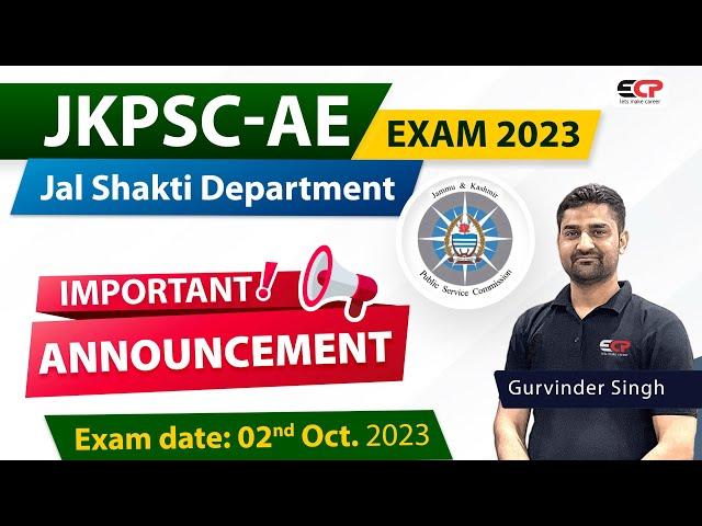 Important announcement for aspirants of JKPSC AE Jal shakti written exam 2023
