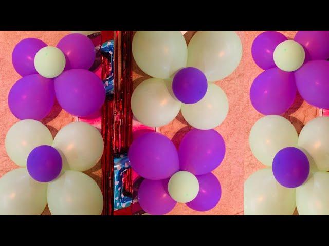 How to make Balloon flower| Balloon flower decorations|How to Stick Balloon Flowers to the wall|