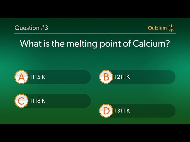 Calcium Quiz   When was Calcium first discovered? and more questions