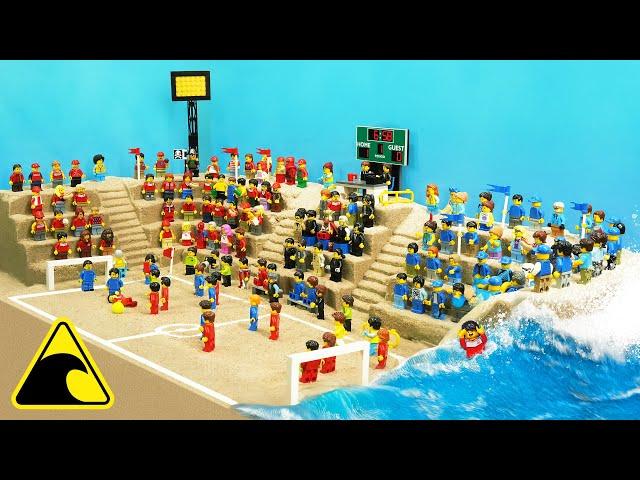 Stadium Hit by Tsunami Flood - 170 Minifigs - Lego Dam Breach Experiment