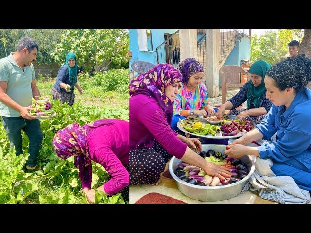 HALAM KÖY EVİ TEPSİ TEPSİ KUZU ETİ İLE PATLICAN DOLMASI ~ YEMEK DAVETİ LEZZET KÖYÜ