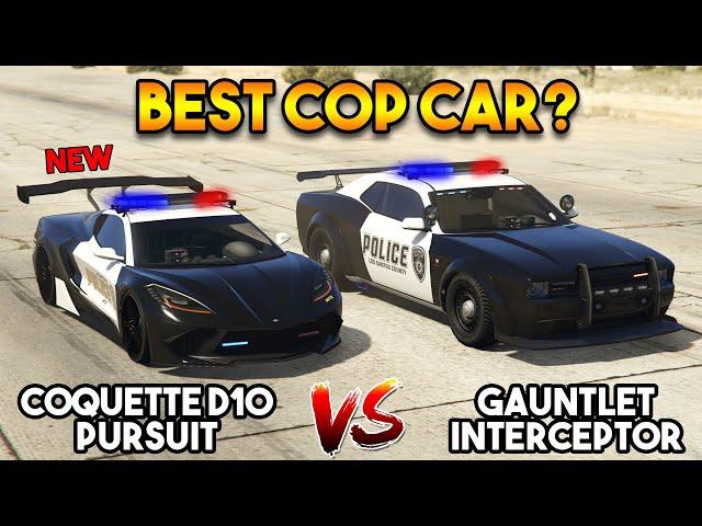 GTA ONLINE : COQUETTE D10 PURSUIT VS GAUNTLET INTERCEPTOR (BEST COP CAR?)