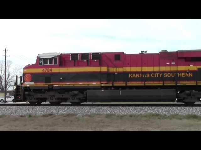 KCS 4784 leads westbound freight, Beasley, TX