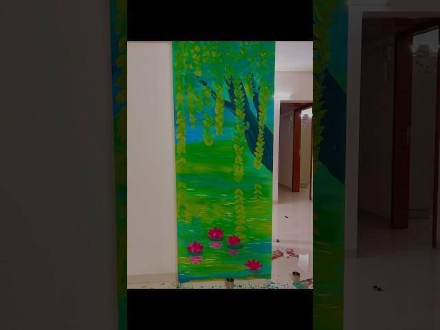 Lets paint a wall #mural #art #relaxing #painting #lotus #flowers #lake #shorts #calming #forest
