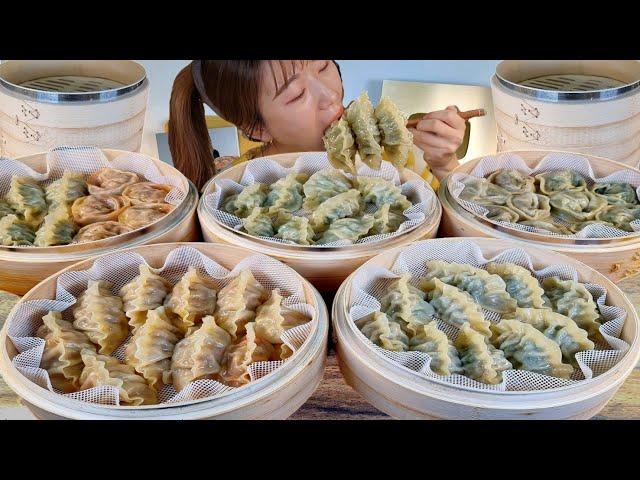 ASMR  김치만두 새우만두 땡초만두 육즙만두 만두 종류만7가지 리얼먹방 :) dumpling MUKBANG