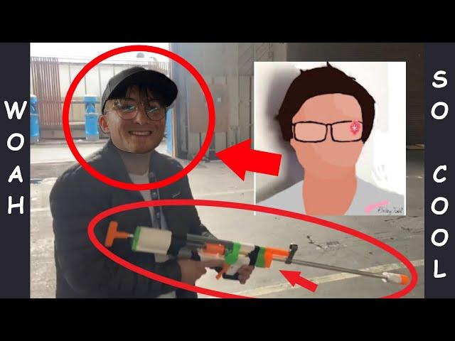 OpenSauce 2023 - @MichaelReeves tries out the Harpoon homemade Nerf blaster! And @CodeBullet!