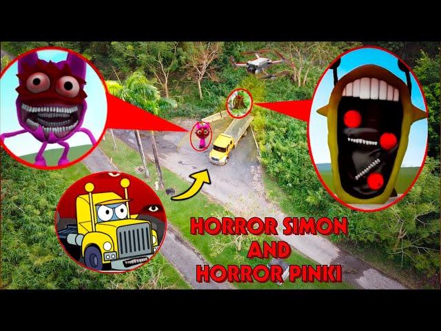 DRONE CATCHES HORROR SIMON SPRUNKI PHASE & HORROR PINKI SPRUNKI PHASE IN REAL LIFE!! (OMG)