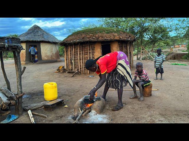 African village life#cooking  village food  for Breakfast and Milking Carmels