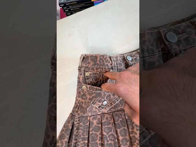 Reworked True Religion leopard pants into a pleated skirt #reworked #upcycle #streetwear #sewing