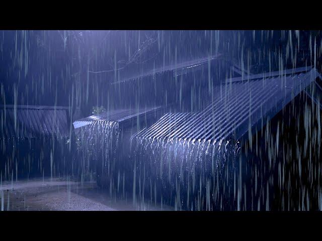 Night Thunderstorm Rain Sounds for Sleeping | Heavy Rainstorm on Tin Roof & Powerful Thunder Sounds