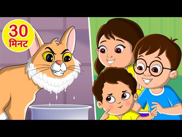 Meow Meow Billi Karti | Hindi Rhyme For Kids | म्याऊ म्याऊ | Balgeet In Hindi | FunFor KidsTV