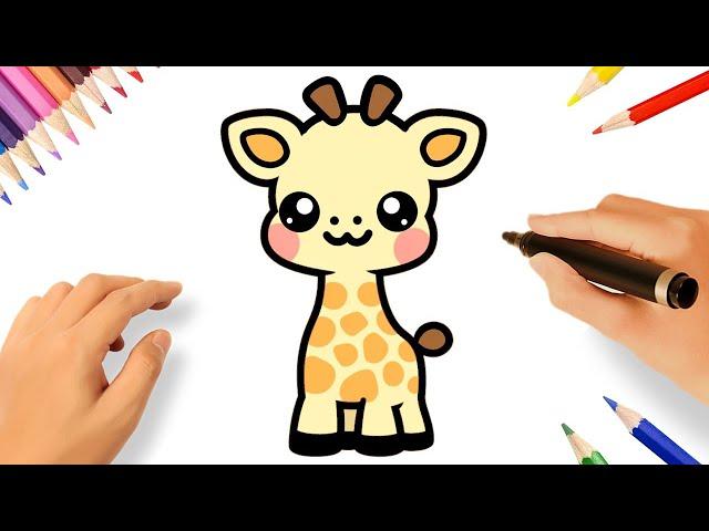 HOW TO DRAW A CUTE KAWAII GIRAFFE EASY ️