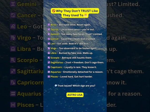 Why Each Zodiac Sign Trusts Less #zodiac #zodiacsigns #astrology #astrologysigns #shorts #tarot