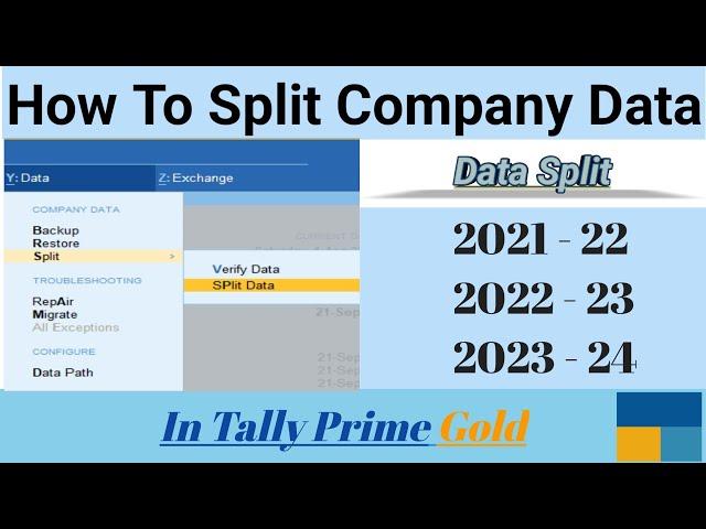 How To Split Company Data // Data Split // In Tally Prime Gold !!