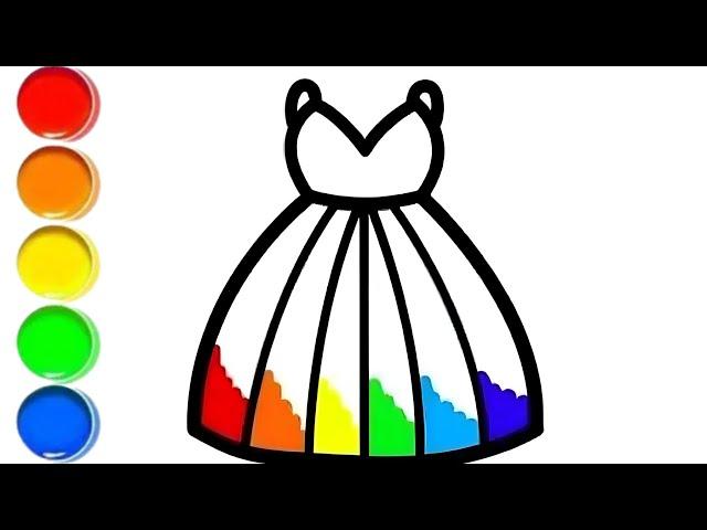 dress drawing, painting and coloring for kifd & toddlers / how to draw a beautiful girl dress