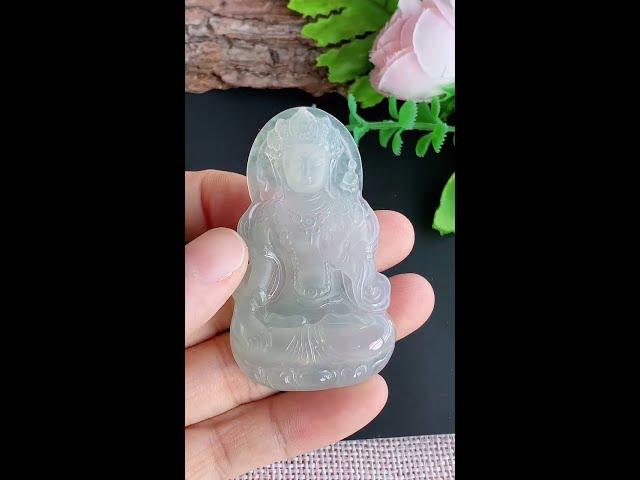 翡翠玉器A貨糯冰度母觀音玉吊墜度母觀音 Natural jade jewellery type-A jadeite Tara Guanyin pendant USD738