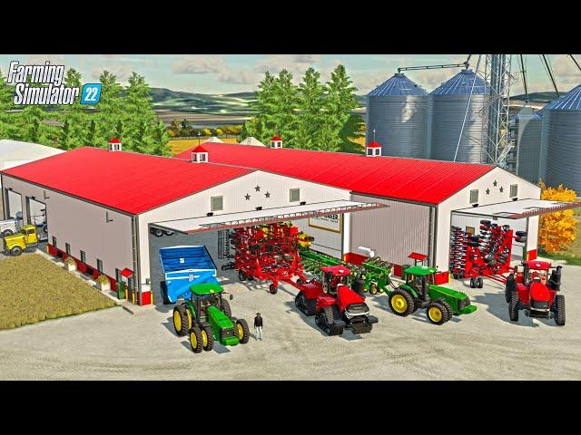 NEW 80X200 MACHINE SHED ON GIANT AMERICAN FARM! EXPANDING THE FARM | FS22