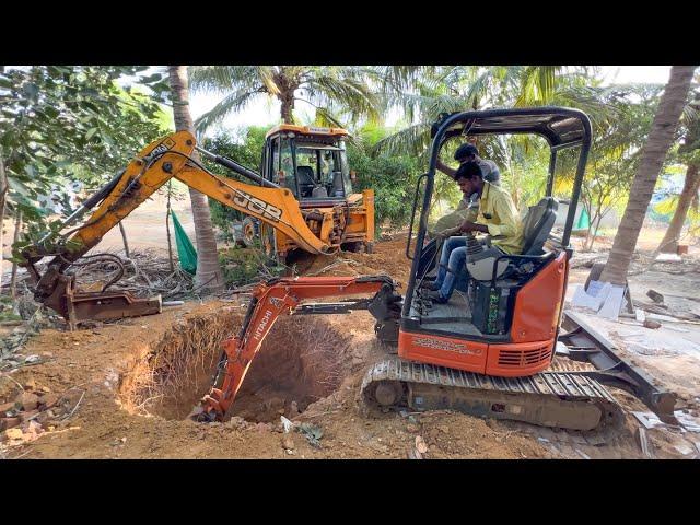 Mini Excavator vs JCB 3DX Dig Circular Septic Tank for Newly Home My Village | jcb video