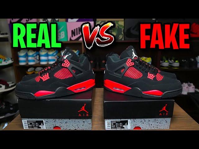 Real vs. Fake Jordan 4 Red Thunder (Crimson) These Are Almost Identical 